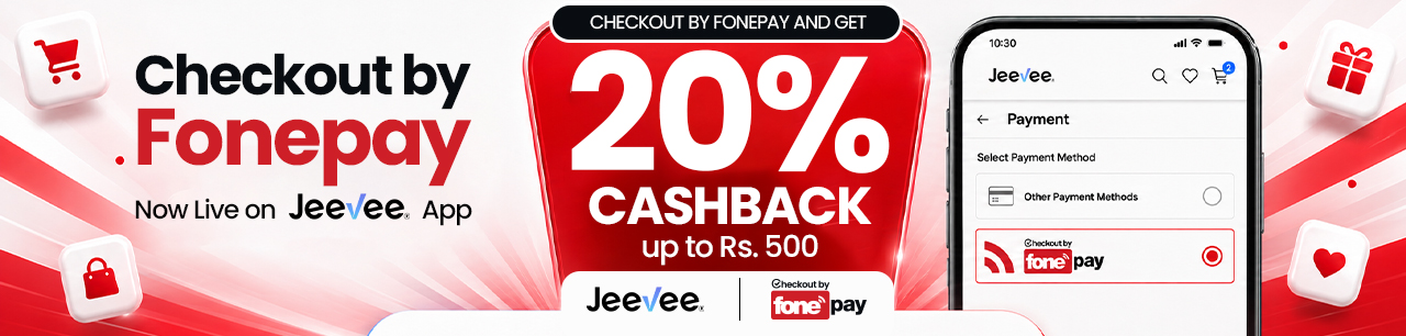 Enjoy 20% Cashback Through Checkout by Fonepay on Jeevee - Banner Image